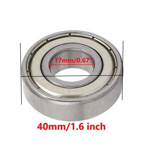 Deep Groove Ball Bearing 17x40x12mm 6203Z Double Shielded, side view, dimensions marked, metal construction for CNC and machinery
