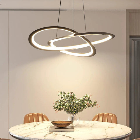 Modern Trefoil Ceiling Chandelier For Dining Room And Living Room, 23.6 Inch LED Fixture over round dining table