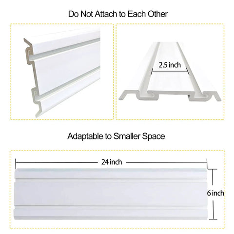 6x24 Inch Slatwall Panels Four Pack PVC Slat Wall Board for Garage Organization Standalone Panels That Do Not Attach to Each Other
