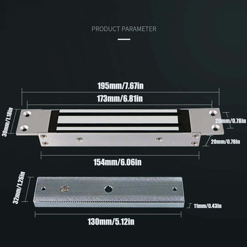 Dimensions of Flush Mount Magnetic Lock 350Lb 180Kg Beefy Holding Power for Access Control on a Single Door 12V Electromagnetic Lock Fail Safe Built In Surge Suppressor Steel Alloy.