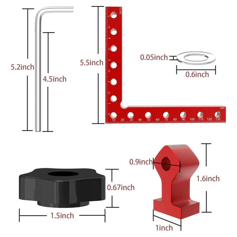Four Pack 90 Degree Corner Clamps For Woodworking, 5.5 By 5.5 Inch Right Angle Positioning Squares, Aluminum Alloy And Stainless Steel