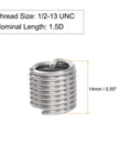 Heavy Duty Wire Thread Inserts 1/2-13 UNC Helical Coiled Type For Thread Repair 304 Stainless Steel, 14mm Length