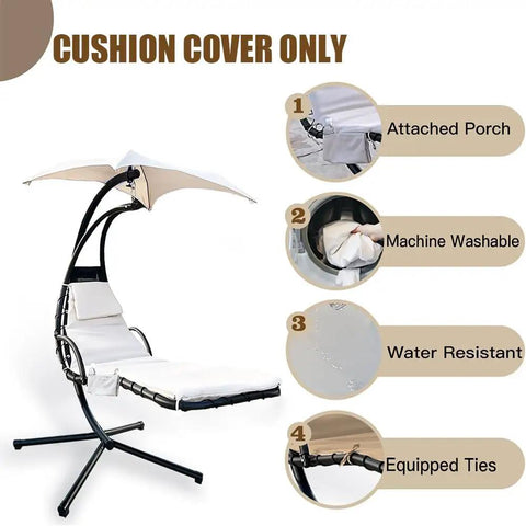 Replacement Cushion Cover for Outdoor Swing and Patio Chaise Hammock Chair With 4 Tail Beads, Umbrella Fabric, Cushion Cover Only