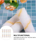 48 Pack Mini Paint Roller Covers With Super Soft Polyester Nap Kick Back On Your Home Reno No Drama Trim And Detail Painting Sets. Soft and white rollers with yellow stripes.
