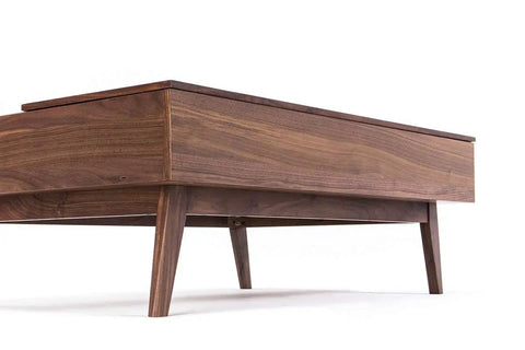Walnut Wood Veneer Sheet 24x48 Flat Cut, Paper Backed 10 Mil on a modern DIY restored table