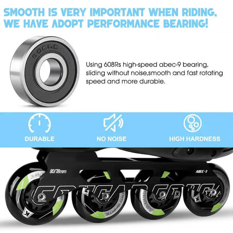 8 Pack Inline Skate Wheels Set 72mm 76mm 80mm With ABEC9 Bearings And 85A PU Durometer For Rollerblade display with bearing