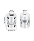 Two Pack 5mm To 8mm Aluminum Shaft Coupling Flexible Beams 25mm Long 19mm OD For Motors Encoders 3D Printers CNC Machines DIY Bots