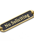 No Soliciting Sign 5 Inch Brushed Matte Brass Finish With Hidden Screws And Nanotape Adhesive Classy Front Door Wall Decor For Home Office And Business Durable Metal Plaque For Exterior Or Interior Use.