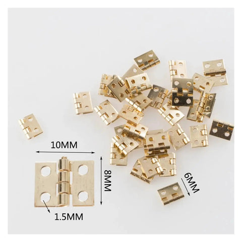 Rotating Concealed Cabinet Hinges, 20 Pack Tiny Metal Door Hardware for Cabinets and Furniture, 10x8mm solid brass, gold finish
