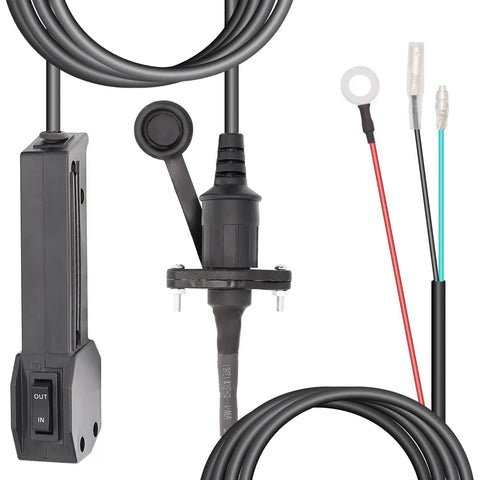 12V Winch Corded Hand Controller Remote Kit for ATV and UTV winches showing controller, wiring, and socket with 14-foot cable