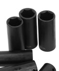 Ultimate 18-Pc Metric Hex Impact Socket Kit With Cr-V Steel Sockets From 10mm To 24Mm Plus Extensions And Storage Box For Your Garage Repair Jobs And Auto Hobbies, black impact sockets