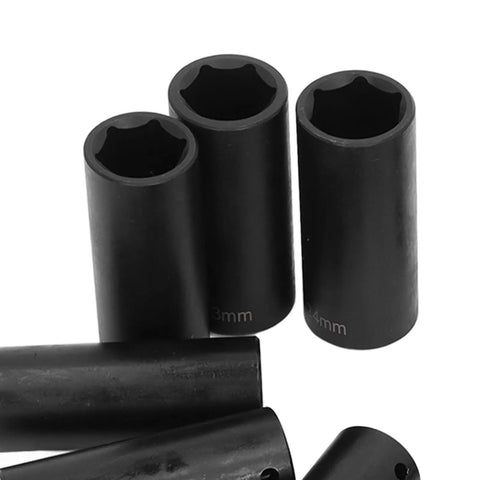 Ultimate 18-Pc Metric Hex Impact Socket Kit With Cr-V Steel Sockets From 10mm To 24Mm Plus Extensions And Storage Box For Your Garage Repair Jobs And Auto Hobbies, black impact sockets