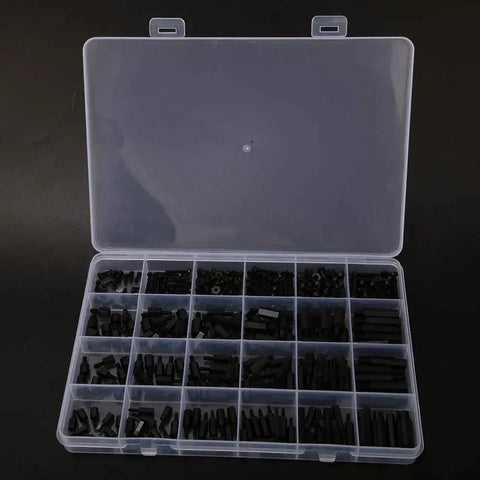 360 Piece Nylon Hex Standoff Spacer Kit M2 M2.5 M3 Black Insulated Nylon Spacers With Male Female Ends And Screw Nuts Includes Plastic Storage Box For PCB Mounting And Electronics Assembly open organizer case