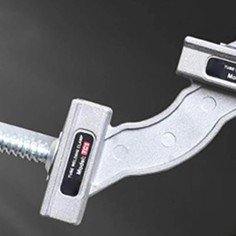 Close-up of a Heavy Duty Stainless Steel Pipe Clamp Fixture With 90 Degree Corner Squares Adjustable Magnetic Alignment Tool