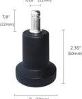 Heavy Duty Office Chair Leg Replacements High Profile Glide Caps, 2.36" tall for stability, black rubber base, easy installation.