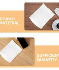 100 Count White EPE Foam Packing Bags For Shipping And Moving Thick Tear Resistant Cushion Pouches on wood surfaces.