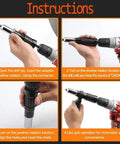 Instruction guide showing Rivet Gun Adapter Kit With Handle Grip Riveter Drill Attachment For Cordless Electric Drills installation process.