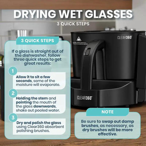 Electric Countertop Glassware Polisher Straight Up Makes Cleaning Your Favorite Tumblers A Total Game Changer Ditch The Soap And Paper Towels With This Portable Home Bar Essential That Delivers Flawless Shine Daily steps for drying wet glasses.