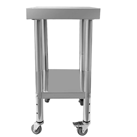 Stainless Steel Mobile Work Table With Four Wheels, 24 By 18 By 34 Inches, Adjustable Two Tier Heavy Duty Prep Station, front view