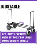 All Terrain Utility Cart With 550 Pound Load Capacity Rolling Dolly For Heavy Duty Transport Adjustable Bed Length From 30 To 52 Inches