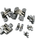 Two Piece Set Premium 304 Stainless Steel Hidden Cabinet Hinges Beefy Rock Solid Invisible Concealed Door Hardware For Slick Kitchen Furniture Upgrade And Smooth Swing Setup With Zero Gap Alignment, multiple hinge styles.
