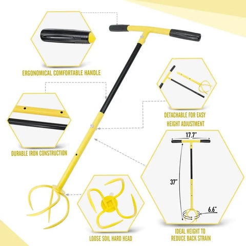 Manual Twist Tiller For Gardening With Seventeen Inch Arc Handle And Ergonomic Grip Garden Claw Cultivator Steel Tiller features