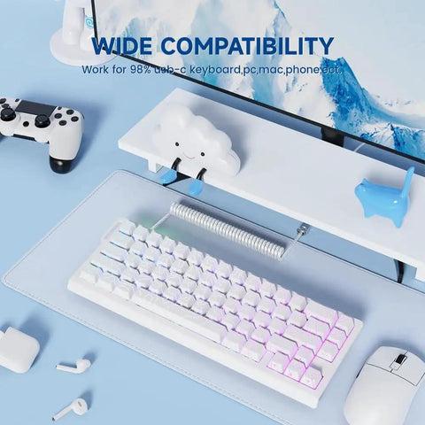 Top Shelf Transparent Double Woven TPU Coiled USB C To A Spiral Cable With Slick RGB Glow Hella Durable Build And Massive Copper Core For Seamless Sync And Turbo Charge Setup