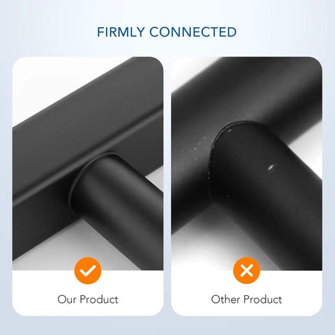 Comparison of 50 Pack Matte Black 3 Inch Square Cabinet Pulls with another product, highlighting stainless steel construction.