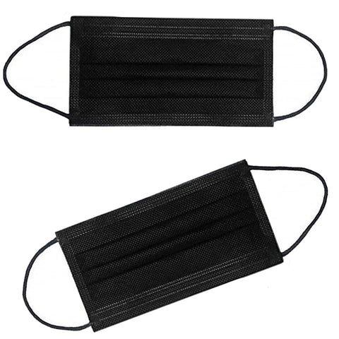 3 Ply Black Disposable Face Mask Pack Of 100 With Non Woven Fabric, Comfortable Elastic Earloops, Breathable And Protective Daily Use Masks