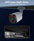 5MP Full HD Wired Outdoor Security Camera System For 24 Seven Home Surveillance With IR Night Vision Up To 80 Feet And Weather Ready Cameras With Plug And Play Setup showing night vision capability.