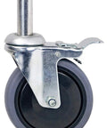Heavy Duty Conductive 5 Inch Swivel Stem Caster With Brakes Set Of 4 For Commercial Wire Shelving And Mobile Utility Carts ESD Ready Polyurethane Wheels