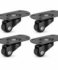 0.5 Inch Mini Caster Wheels With Fixed Plate Swivel Plate Or Adhesive Mount Options For Drawers Cabinets Small Equipment And DIY Black 28x42mm