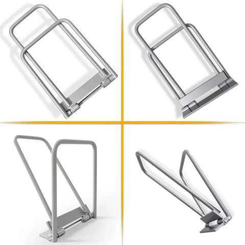 Heavy Duty Standing Seam Lock Tool for Metal Roofs and Drip Edges, fast and clean hemming tool, four views including side and angled.