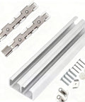 Commercial Grade Double Bypass Sliding Barn Door Hardware Kit 9 Meter Silver Aluminum Track System with rollers and screws.