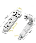 2 Piece Set Adjustable Swivel Zinc Alloy Hidden Door Hinges For Concealed Install dimensions overview