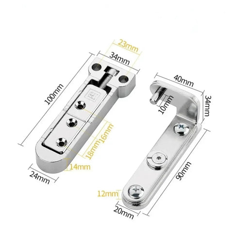 2 Piece Set Adjustable Swivel Zinc Alloy Hidden Door Hinges For Concealed Install dimensions overview