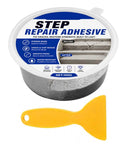 Heavy Duty Concrete Crack Filler And Cement Repair Paste That Kicks Cracked Steps And Chipped Edges To The Curb with smoothing tool.