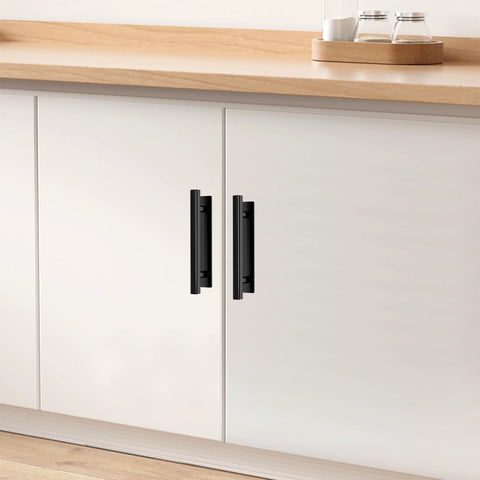 Installed Self Stick Instant Cabinet Handles 10 Pack No Drill Drawer Pulls 5.82 Inches With Adhesive on white kitchen cabinets
