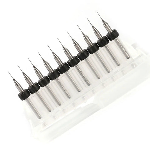 Tungsten Carbide Drill Bits Set 0.3mm, 10 Piece Precision PCB Micro Drill Bit Kit in plastic case for electronics prototyping