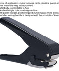 Handheld Single Hole Punch for up to 10 sheets, heavy duty metal punching tool with paper stopper, ideal for biz cards, plastics and paper