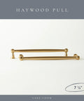 Haywood 10 Pack Brushed Brass Cabinet Pulls 7.5 Inch 192mm Gold Handles Solid Zinc Alloy display on white background