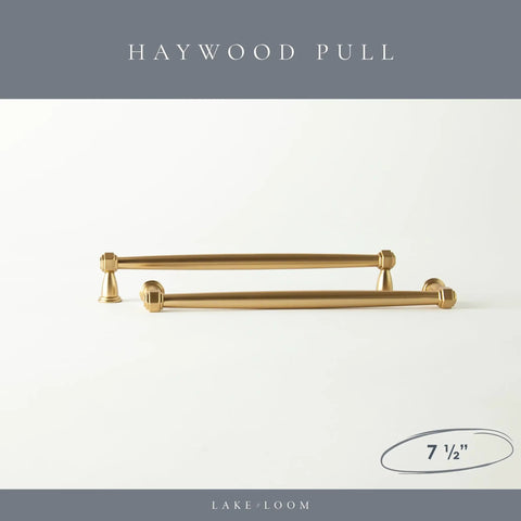 Haywood 10 Pack Brushed Brass Cabinet Pulls 7.5 Inch 192mm Gold Handles Solid Zinc Alloy display on white background