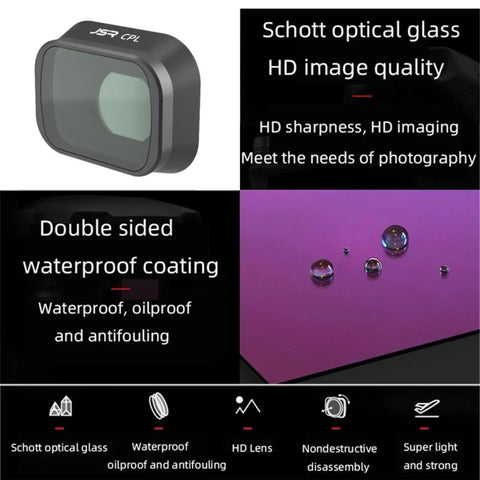 Pro-Grade Drone Lens Filter Kit For Mavic Mini 3 Pro With MCUV CPL And ND8 ND16 ND32 ND64 ND256 Filters showcasing CPL filter and features.