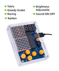 Build Your Own Retro Game Rig 4-In-1 Soldering Practice Kit With LED Matrix Display Featuring Tetris, Snake, Racing And Shooting Games