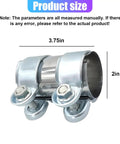 2 Inch Exhaust Clamp Kit Stainless Steel Muffler Clamp Universal Butt Joint Band shown with dimensions 3.75 x 2 inches