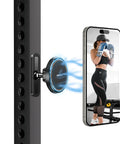 Gym Ready Magnetic Phone Holder With Alloy Base And Ball Joint Attaches To Metal Surfaces Dual Magnetic Mount For MagSafe iPhone 12 13 14 15 16 17 And Android With Metal Ring Secure Grip attached to gym equipment with phone
