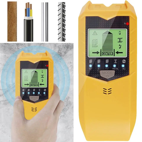 Reliable 5 In 1 Stud Finder Sensor With Bright Lcd Display And Instant Audio Alerts Battery Powered Wall Scanner Detector That Snags Boards And Wires Quick Saving Your Knuckles On Any Weekend Home Fix Up Gig