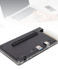 Rugged Aluminum External Gpu Box With Thunderbolt 3 4 And Usb4 angled view showing PCIe x16 slot and ports for laptop graphics power.