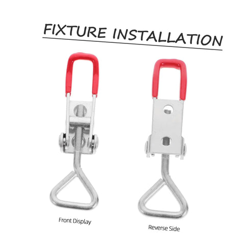 Beefy Heavy Duty Toggle Latch Clamps Set Adjustable Galvanized Iron Pull Latches With Buckle Joint For Doors Cabinets Lock Boxes And Metal Hasp Hardware High Capacity 360 Pounds, front and reverse view