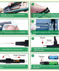 Eight-step assembly guide image for OFCN FTTH SC/APC fiber optic fast connector kit for 3.0/2.0 mm drop cables.